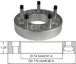 Accessories Plus 5-Lug Wire Wheel Adapters – 4-Pack, 0.5in Thick, Fits AP-5450/5475/5500