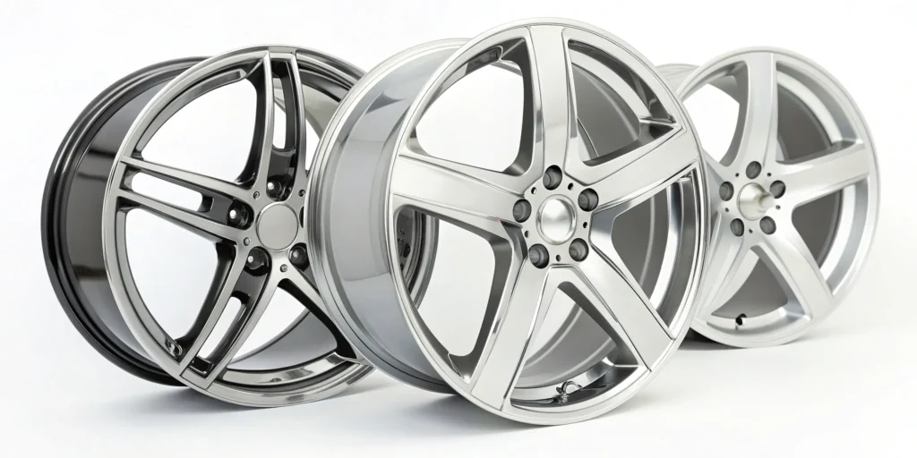 Modern five-spoke chrome and alloy rims for sale in Tampa, FL.